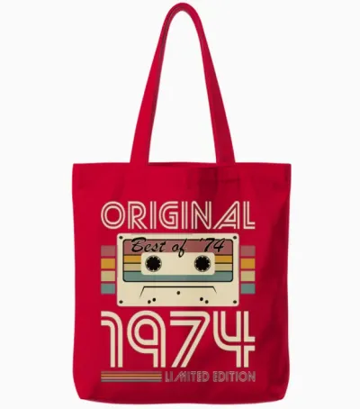 50th Birthday Vintage 1974 Original 1974 Tote Bags - Red