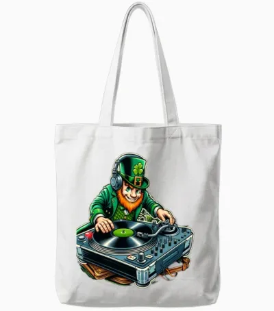 Funny Dj Leprechaun St. Patrick's Day Tote Bags - White