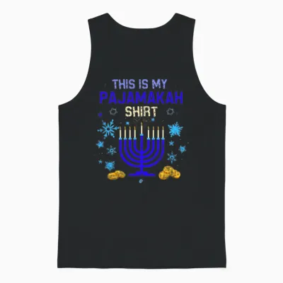 Pajamakka Shirt | Funny Hanukkah Pajamas Menorah Unisex Tank Top - Black