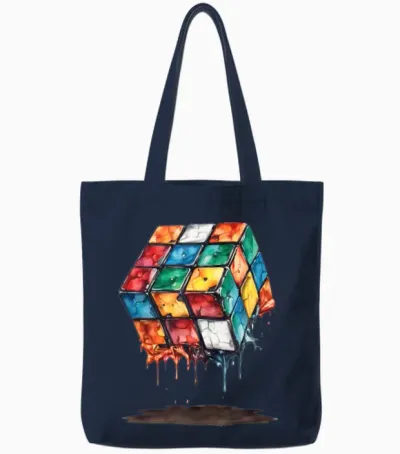 Melting Cube Tote Bags - Navy