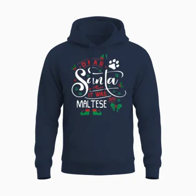 Maltese Dog Christmas Dog Breed Unisex Hoodie - Navy