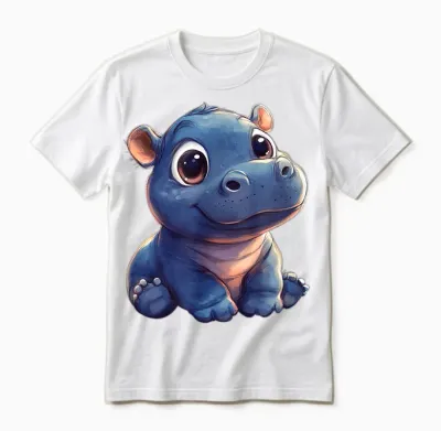 Adorable Hippo Moo Deng T-Shirt, Black, S Unisex T-Shirt - White