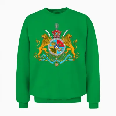 Iranian Crest Pahlavi T-Shirt, Black Unisex Sweatshirt - Irish Green
