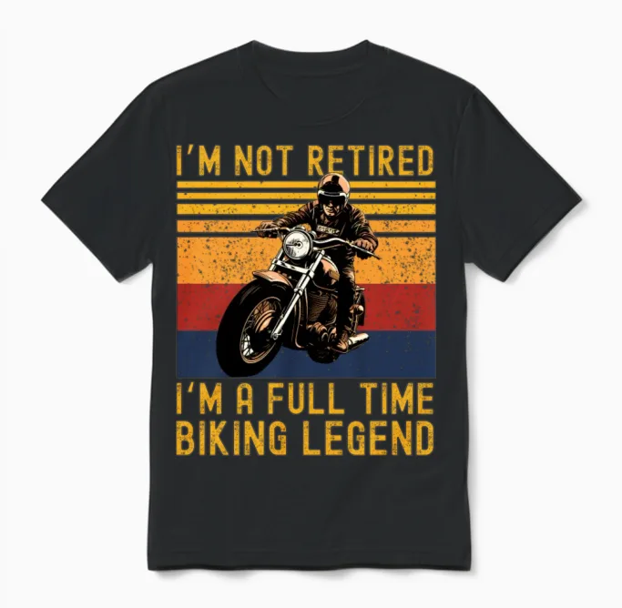 Retro Motorcycle Retirement Motorcycles Unisex T-Shirt - Black