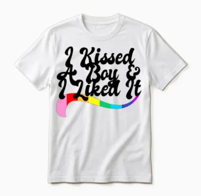 I Kissed a Boy & I Liked It Gay Pride Queer Homo Unisex T-Shirt - White