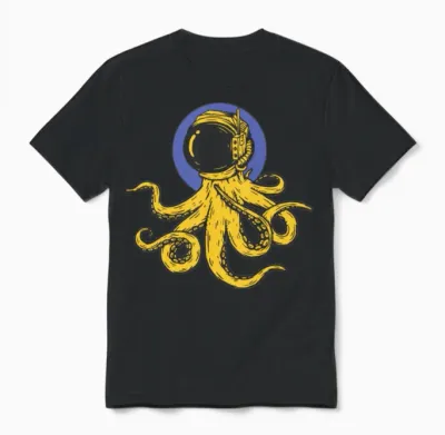 Octopus Astronaut Unisex T-Shirt - Black