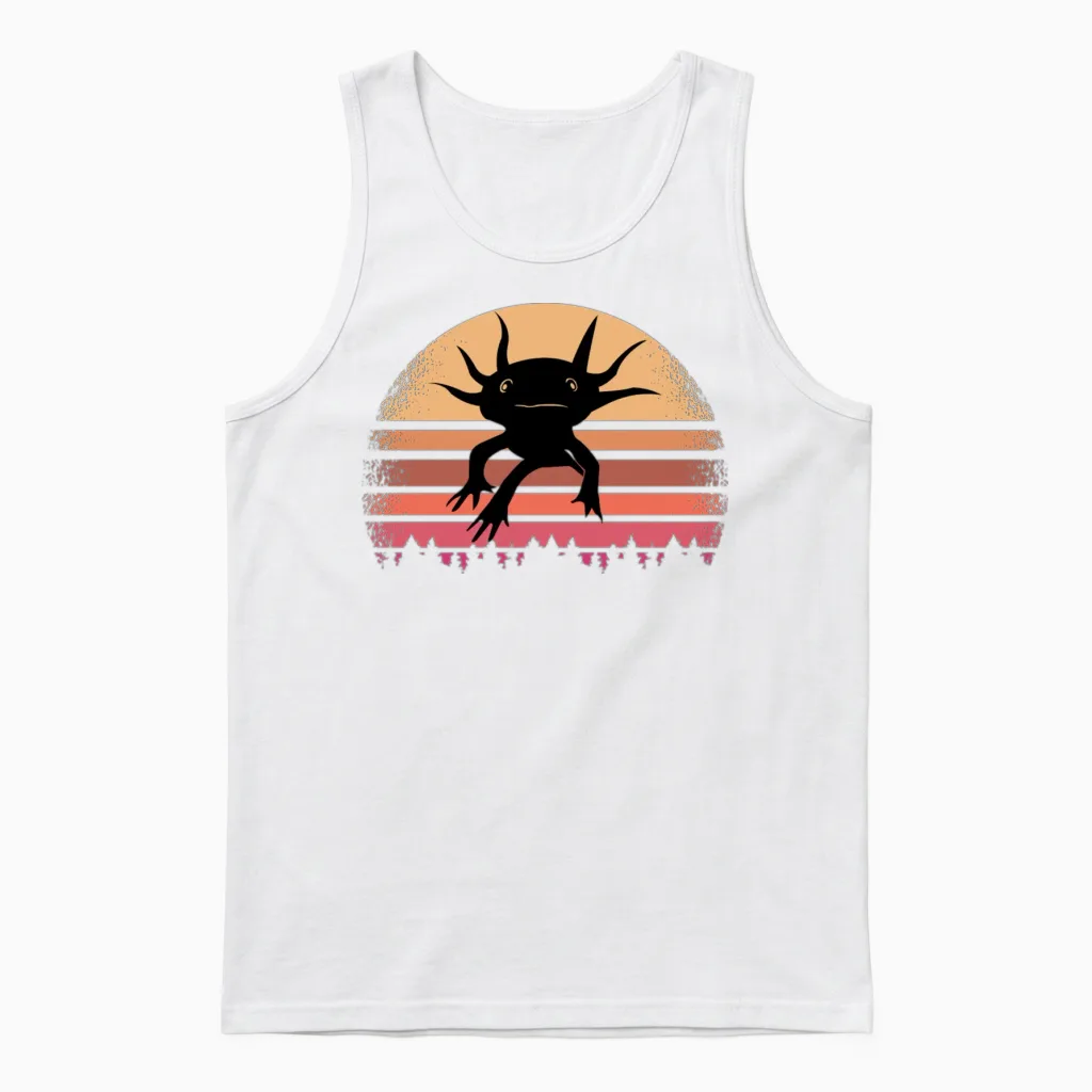 Retro Axolotl Unisex Tank Top in White
