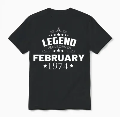 February 1974 Birthday Vintage Unisex T-Shirt - Black