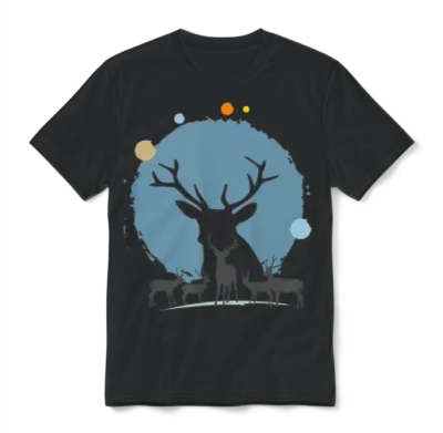 Reindeer Christmas Unisex T-Shirt - Black