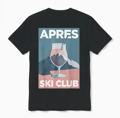 Après Ski Club X Aesthetic Skier Party Ski Outfit T-Shirt, White Unisex T-Shirt - Black