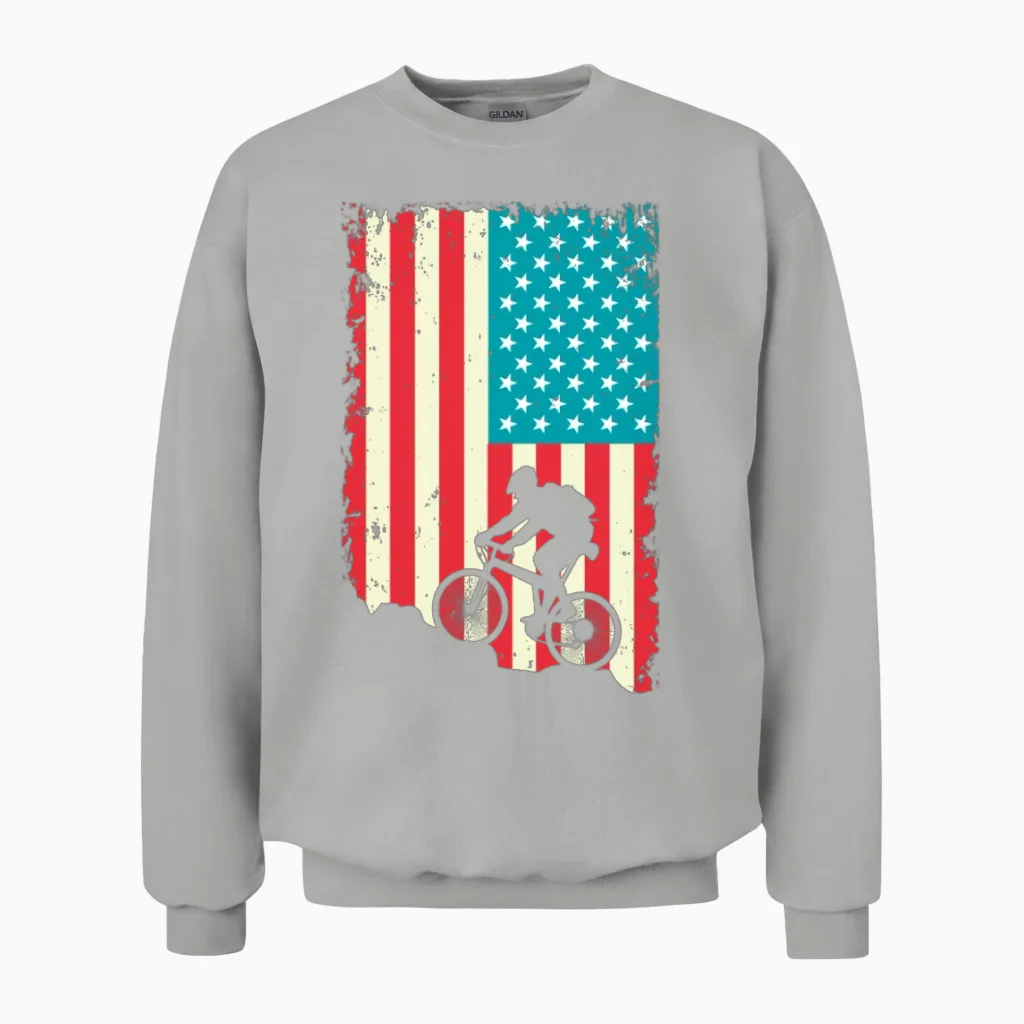 Mountain Biking American Unisex Sweatshirt in Ash