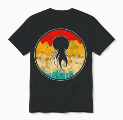 Jellyfish Retro Unisex T-Shirt - Black