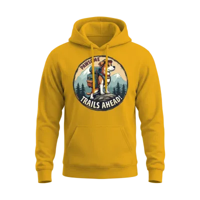 Hiking Buddies - Dog Lover Design Unisex Hoodie - Gold
