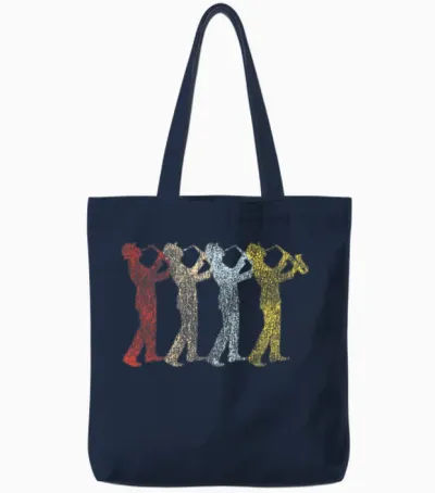 Saxophone Retro Vintage Tote Bags - Navy