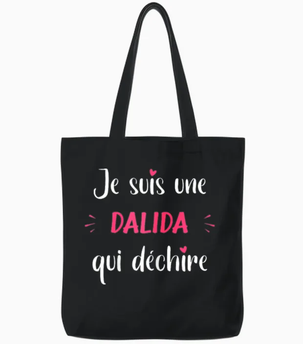 Woman I Am a Dalida That Tears Humor Dalida T-Shirt, Black Tote Bags in Black
