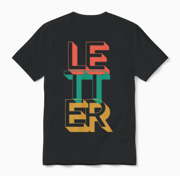 Retro Letter Unisex T-Shirt in Black