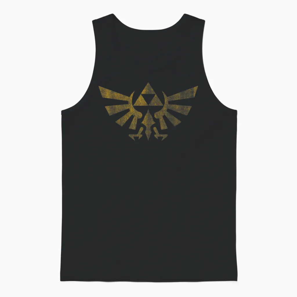 Legend of Zelda Royal Crest Distressed Badge Unisex Tank Top in Black