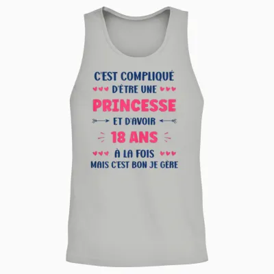 Girl 18 Years Teen Humor Birthday Princess 18 Years T-Shirt, White, Female X-Small Unisex Tank Top - Ash