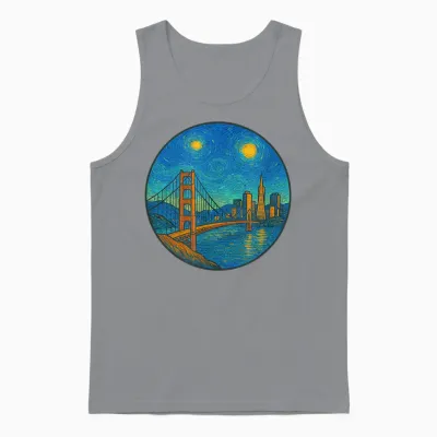 San Francisco San Fran California Bridge - Van Gogh Style Unisex Tank Top - Sport Grey