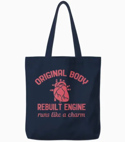 Funny Open Heart Bypass Surgery Recovery Get Well Gift Tote Bags - Navy