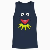 Disney the Muppets Kermit Big Face Vintage Portrait Unisex Tank Top in Navy - 2