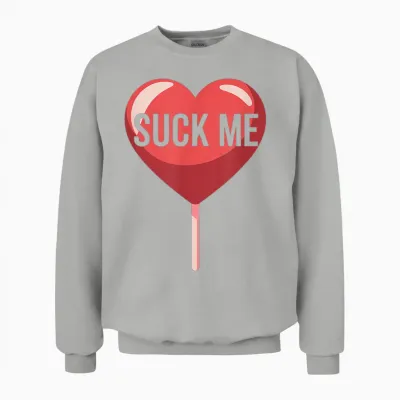 Suck Me Valentine T-Shirt, Black, S Unisex Sweatshirt - Ash