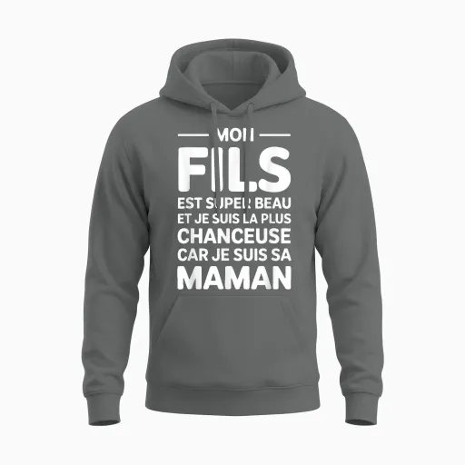 My Son Is Super Beautiful and I'm the Luckiest Humor Unisex Hoodie - Graphite Heather