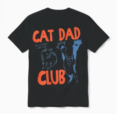 Cat Dad Club Life Is Better with Cats Cat Dad on Back Unisex T-Shirt - Black