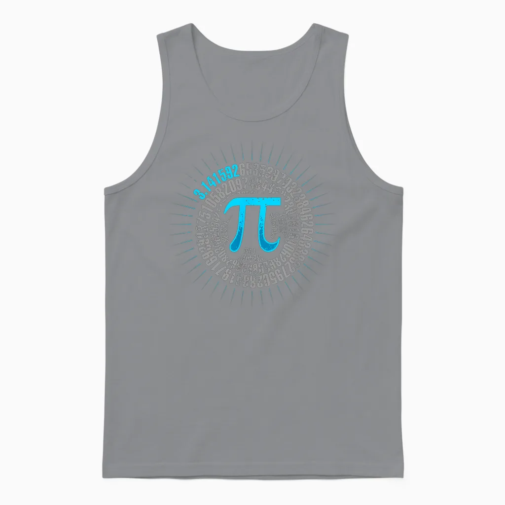 Math Pi Spiral Shirt Pi Symbol 314 Pi Day Math Lover Teacher T-Shirt, Black Unisex Tank Top in Sport Grey