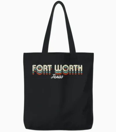 Retro Fort Worth Texas Tote Bags - Black