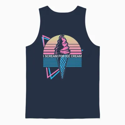 Ice Cream Retro Unisex Tank Top - Navy