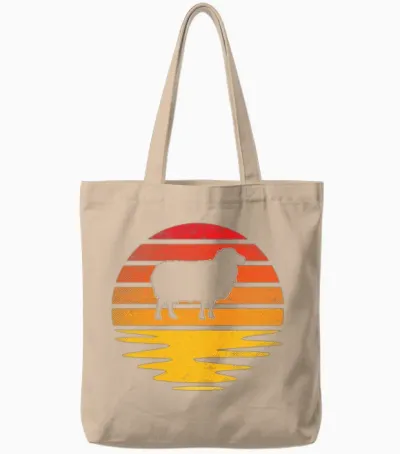 Sheep Retro Tote Bags - Natural