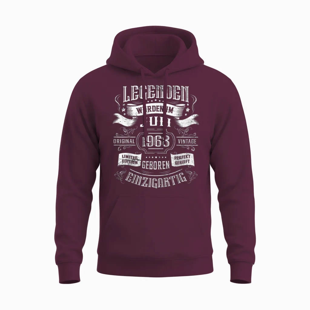 56. Geburtstag Legenden Wurden Im Juli 1968 Geboren Unisex Hoodie in Maroon