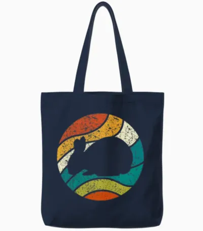 Retro Vintage Hare Rabbits Tote Bags - Navy