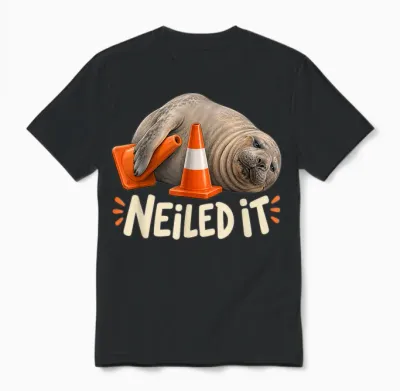 Neil the Seal Neiled It Funny Elephant Seal Meme Unisex T-Shirt - Black