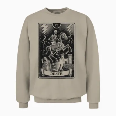 Esoteric Mystic Spiritual Tarot Card Streetwear T-Shirt, Grey, S Unisex Sweatshirt - Sand