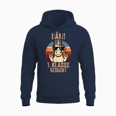 1. Klasse Geschafft 2026 Abschluss 1. Klasse Gerockt Unisex Hoodie - Navy