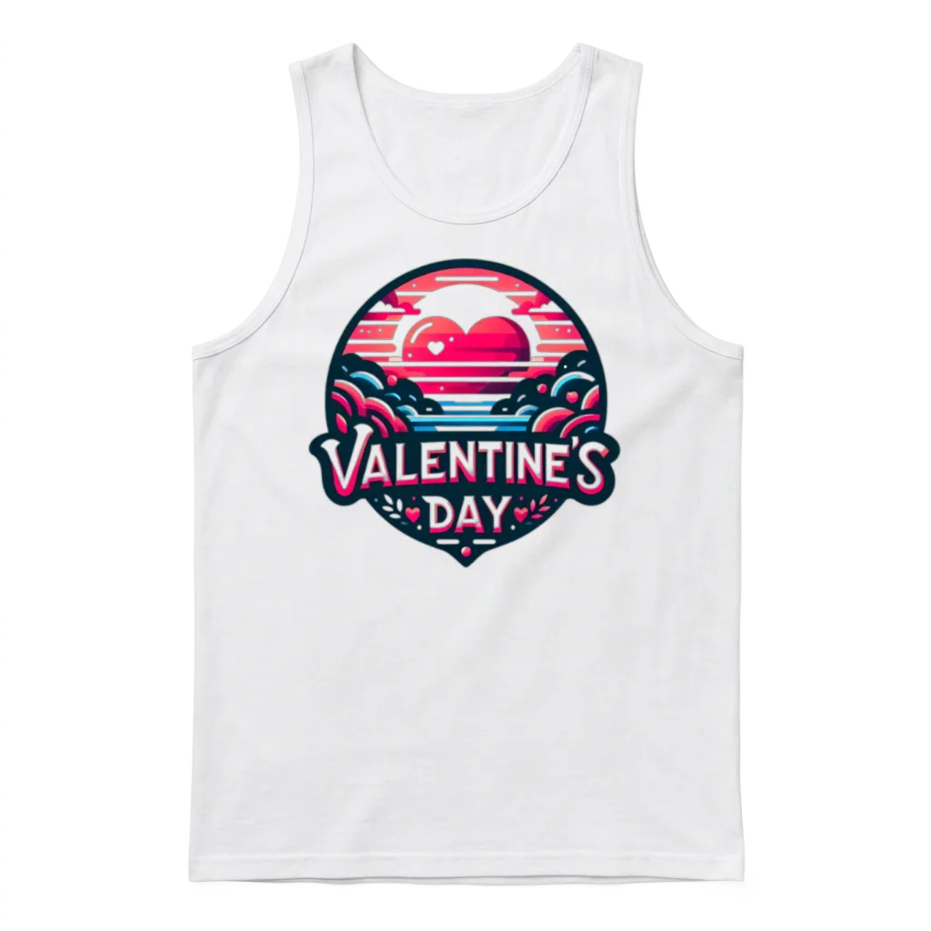 Valentine's Day Artistic Badge Design Unisex Tank Top - White