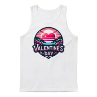 Valentine's Day Artistic Badge Design Unisex Tank Top - White – 1