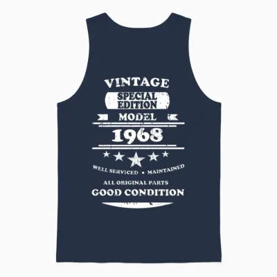 Vintage Retro White 1968 Unisex Tank Top - Navy