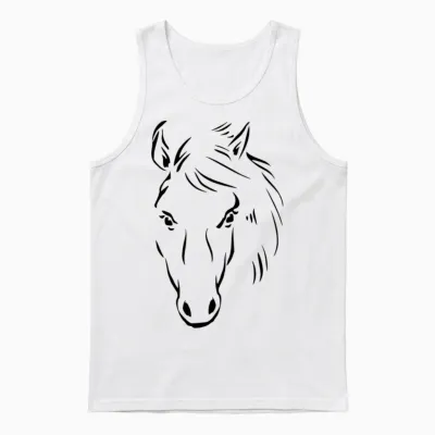 Horse Drawing Unisex Tank Top - White