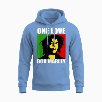 Offizielles Bob Marley One Love Rasta Unisex Hoodie - Carolina Blue