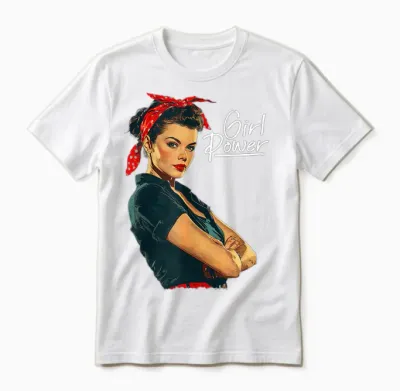 Rockabilly Girl Power T-Shirt, Black Unisex T-Shirt - White
