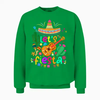 Cinco De Mayo Mexican Cactus Shirt Lets Fiesta Party T-Shirt, Black, S Unisex Sweatshirt - Irish Green