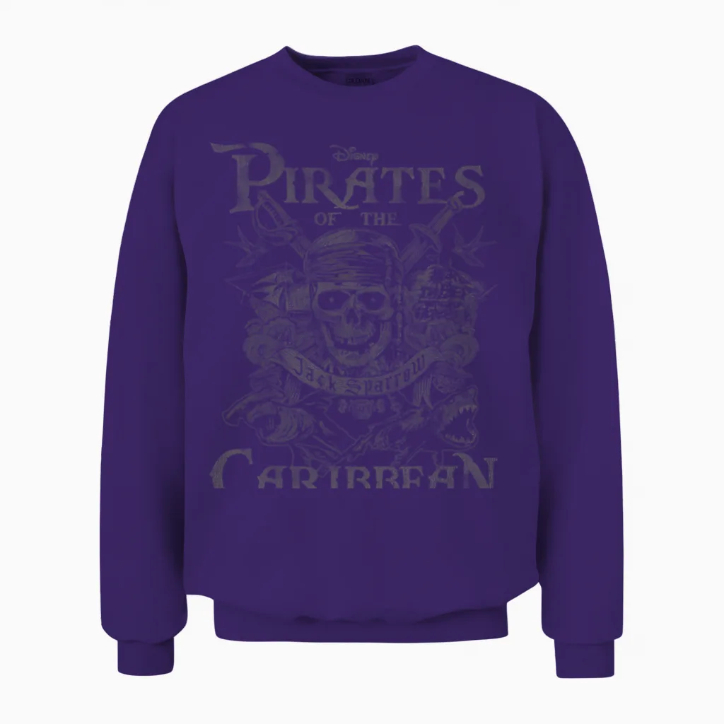 Pirates of the Caribbean Skull Jack Sparrow Unisex Sweatshirt in Purple