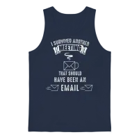 Office Worker Survived Meeting Email Coffee Unisex Tank Top - Navy – 1