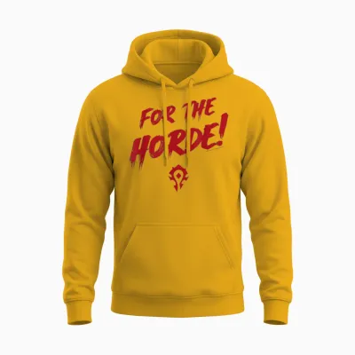 World of Warcraft for the Horde! Epic Quote Big Chest Logo Unisex Hoodie - Gold