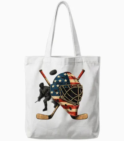 Usa Goalie Helmet Ice Hockey Shirt 4th of July Sportswear Tote Bags - White