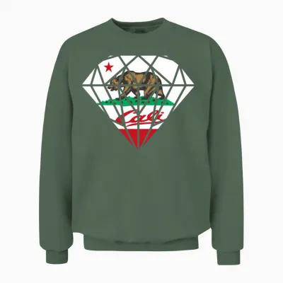 California Diamond Bear Unisex Sweatshirt - Military Green
