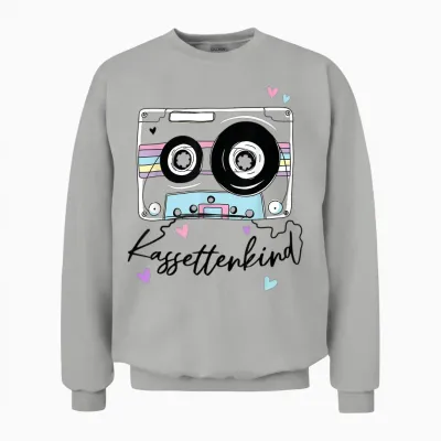 Kassettenkind 90er 80er Jahre Mottoparty Oldschool Kassette Unisex Sweatshirt - Ash
